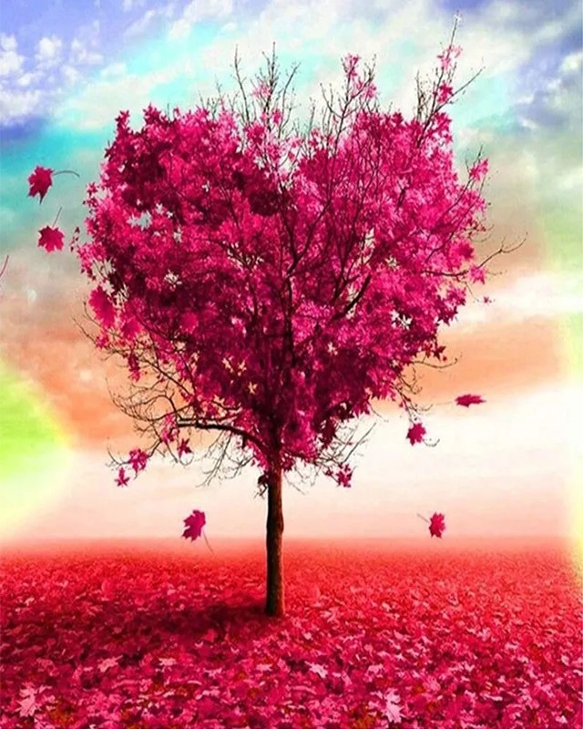 Kreuzstich 32x40cm – Herzbaum - Kidis Art