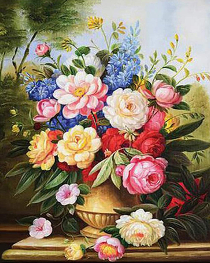 Kreuzstich 32x40cm – Farbiger Blumenstrauss