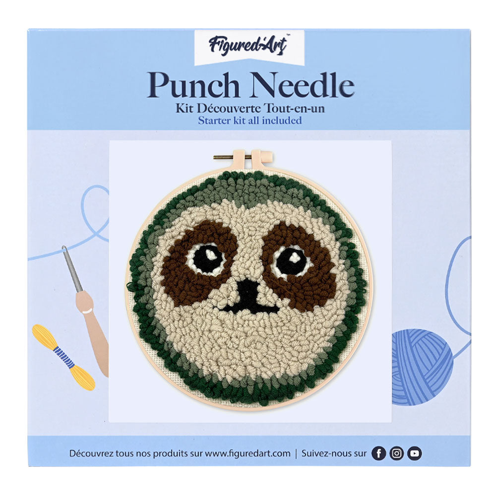 Punch Needle 20 x 20 cm Niedliches Faultier - Kidis Art