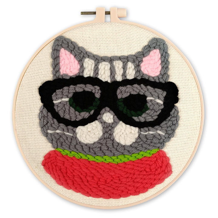 Punch Needle 20 x 20 cm Intellektuelle Katze