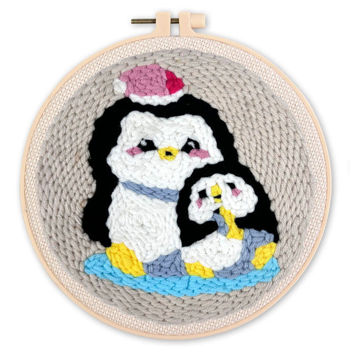 Punch Needle 20 x 20 cm Pinguinmutter und Baby