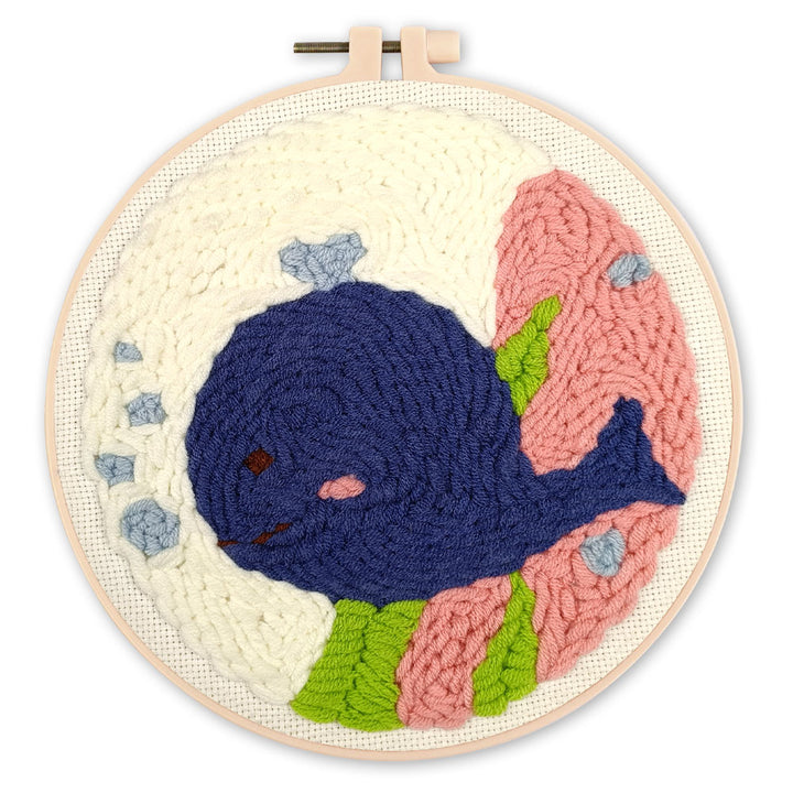 Punch Needle 20 x 20 cm Lächelnder Blauwal