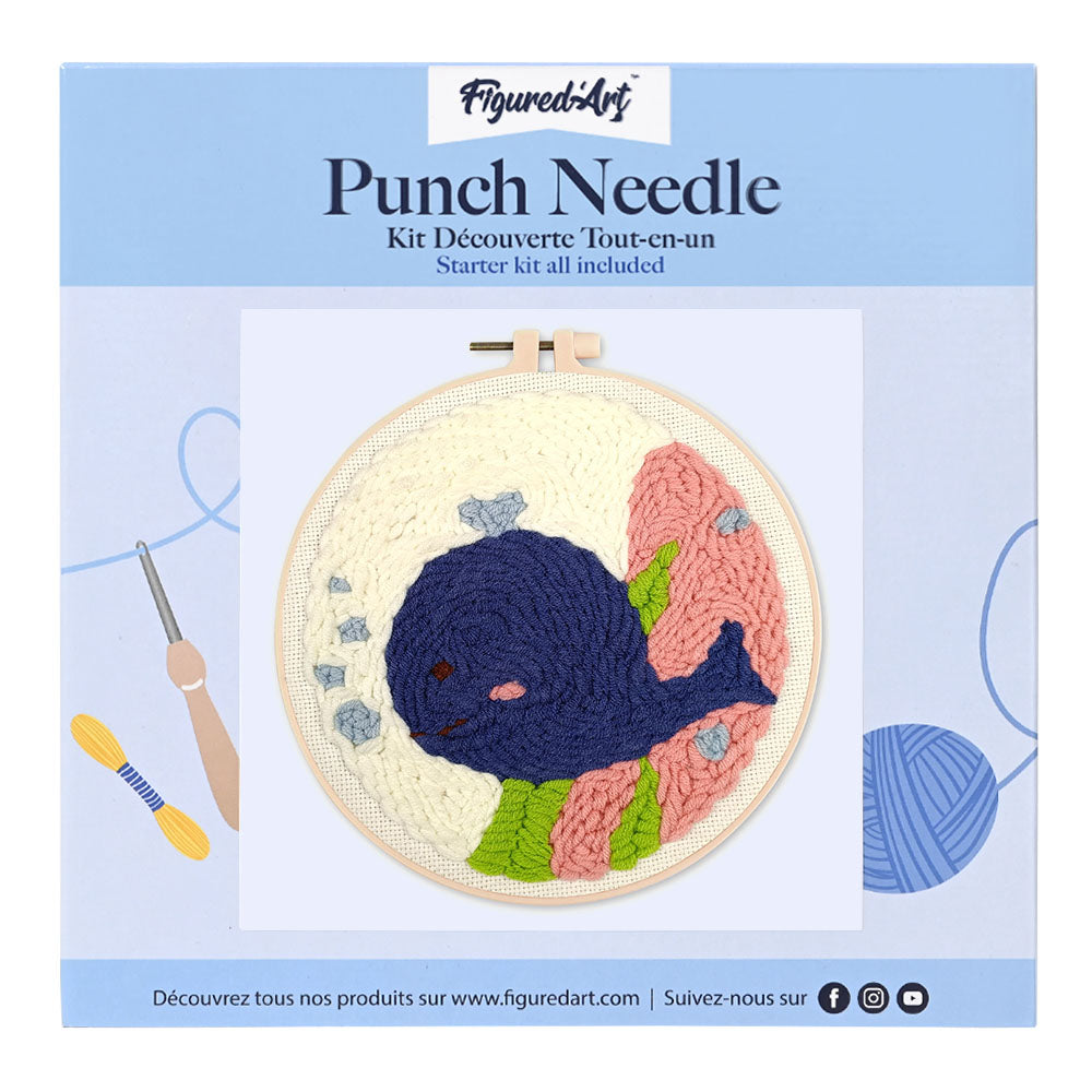 Punch Needle 20 x 20 cm Lächelnder Blauwal