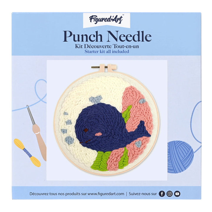 Punch Needle 20 x 20 cm Lächelnder Blauwal