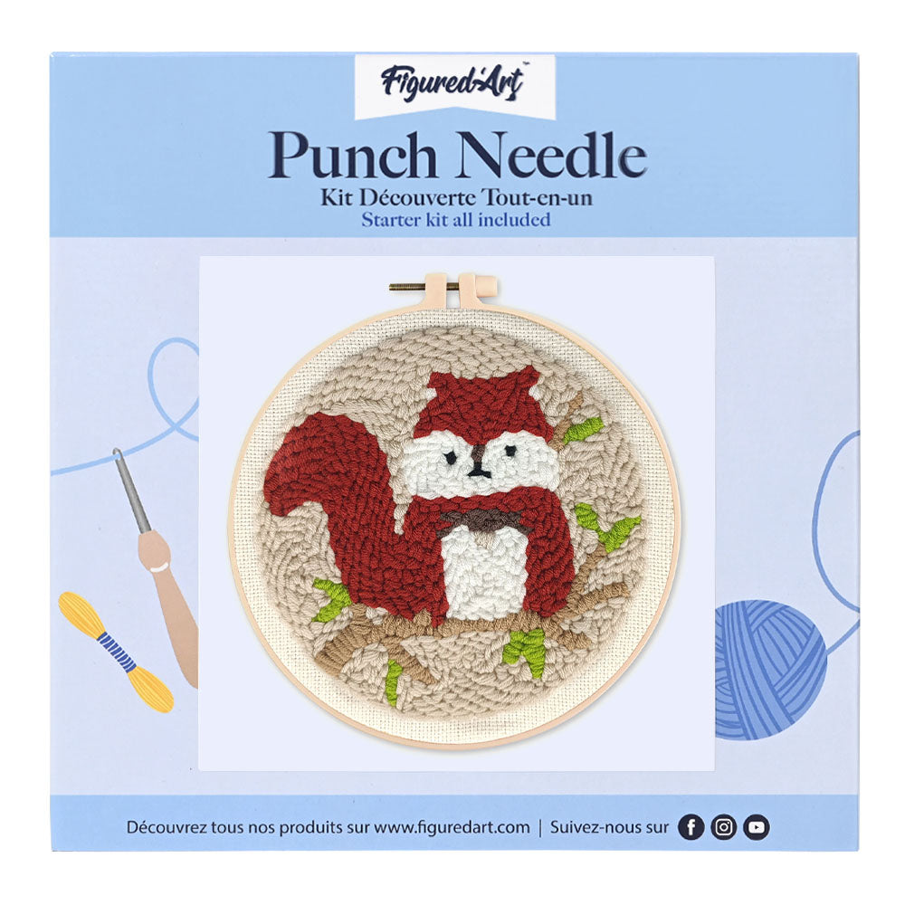 Punch Needle 20 x 20 cm Süßes Eichhörnchen