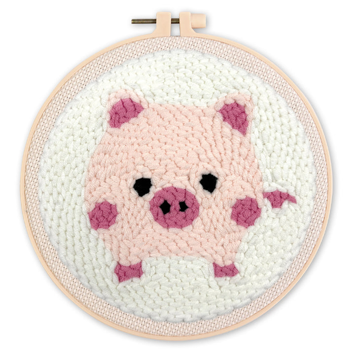 Punch Needle 20 x 20 cm Rosa Schweinchen