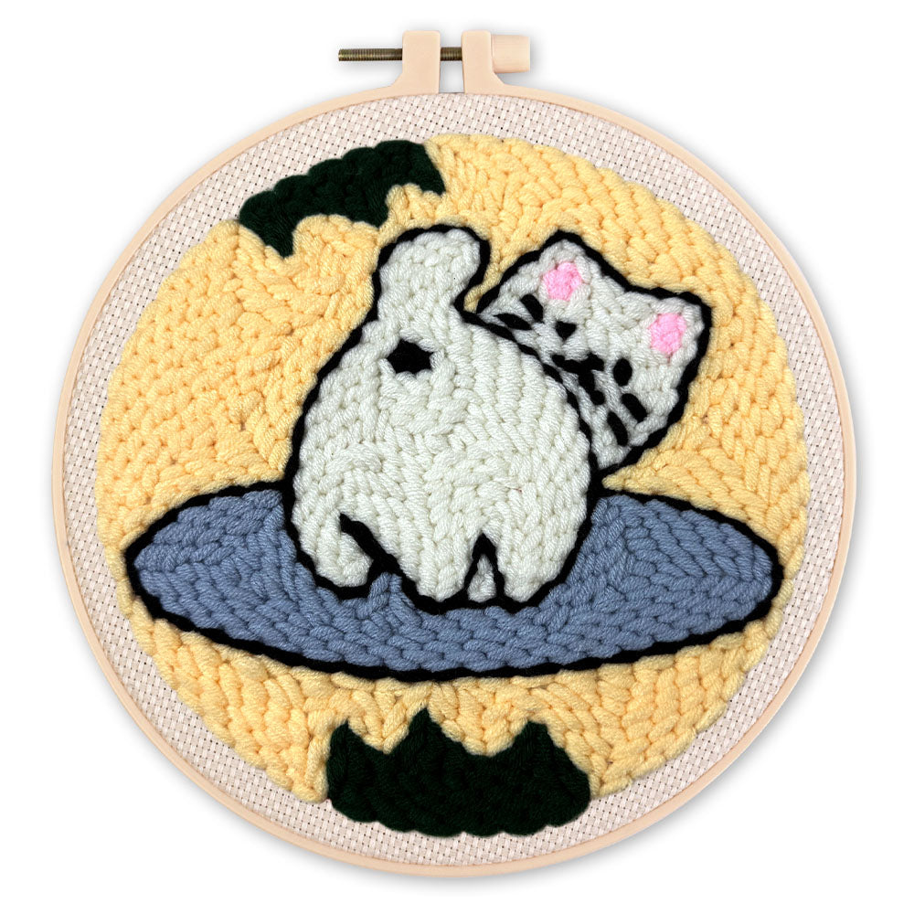 Punch Needle 20 x 20 cm Verspielte Katze