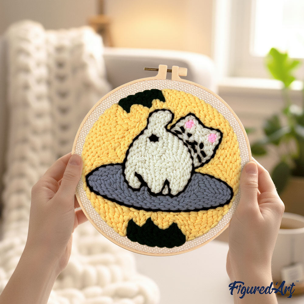 Punch Needle 20 x 20 cm Verspielte Katze