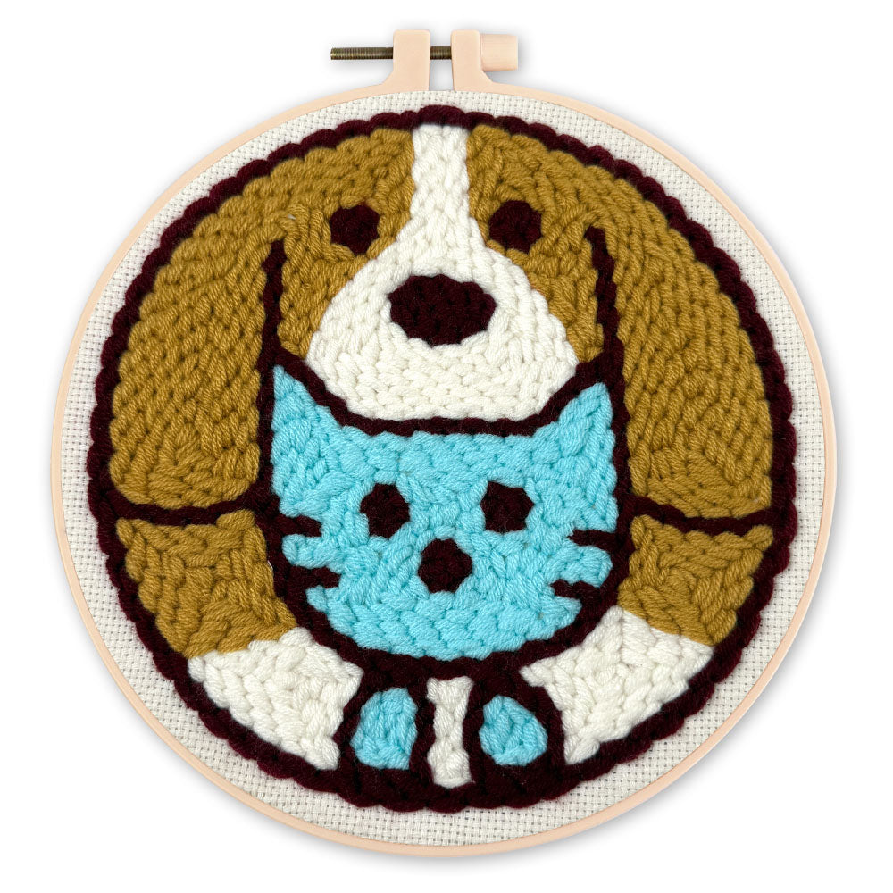 Punch Needle 20 x 20 cm Katze und Hund 