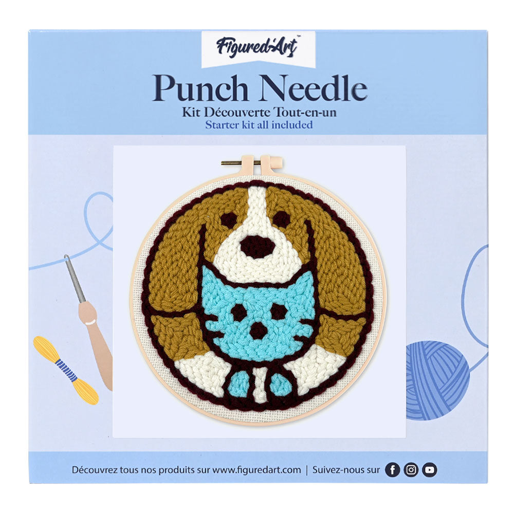 Punch Needle 20 x 20 cm Katze und Hund 