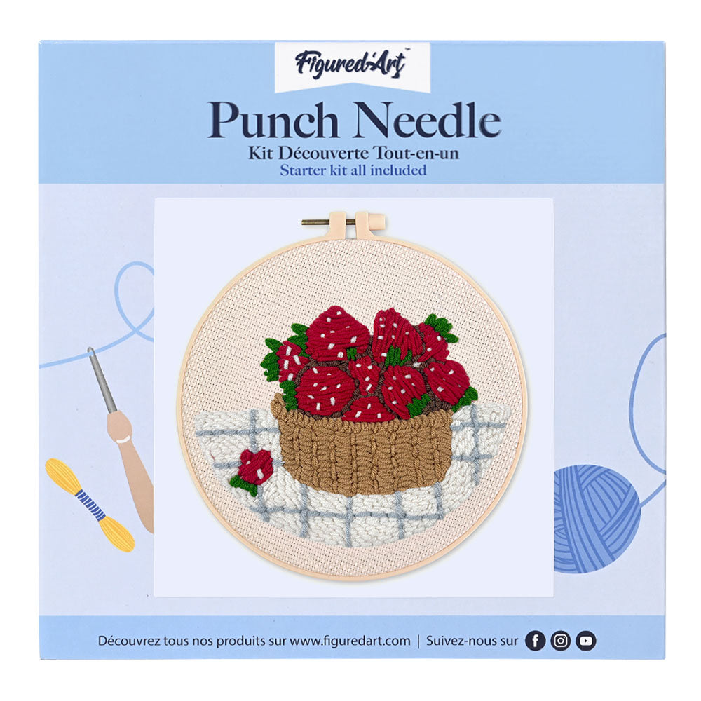 Punch Needle 20 x 20 cm Erdbeerkorb
