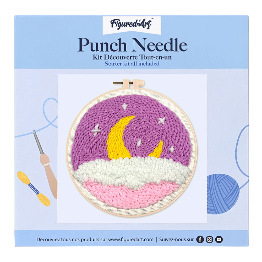 Punch Needle 20 x 20 cm Lila Himmel 