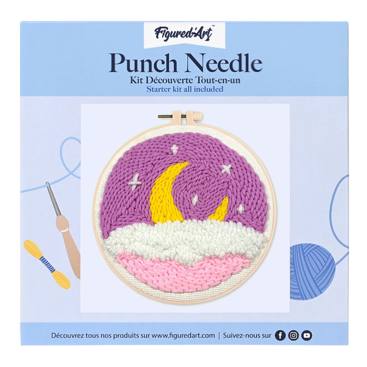Punch Needle 20 x 20 cm Lila Himmel 