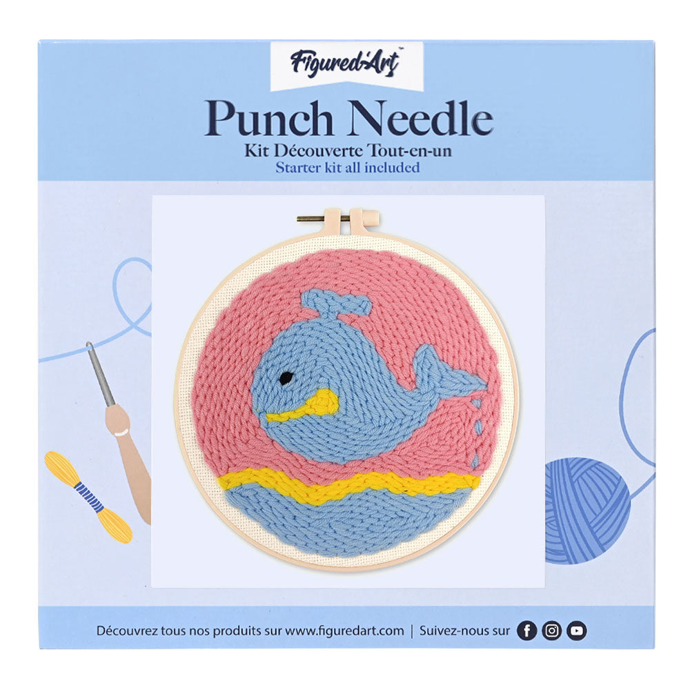 Punch Needle 20 x 20 cm Schwimmender Wal