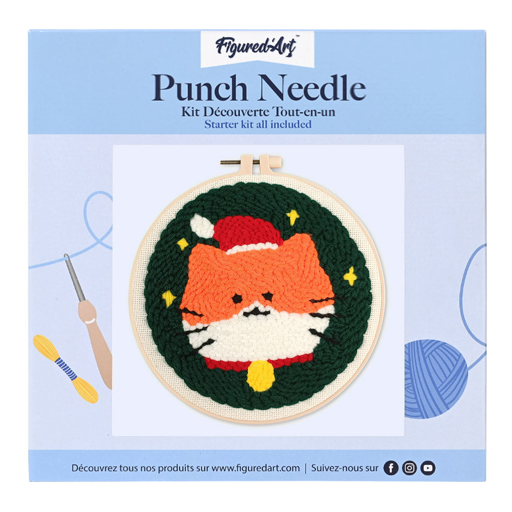 Punch Needle 20 x 20 cm Weihnachtskatze - Kidis Art
