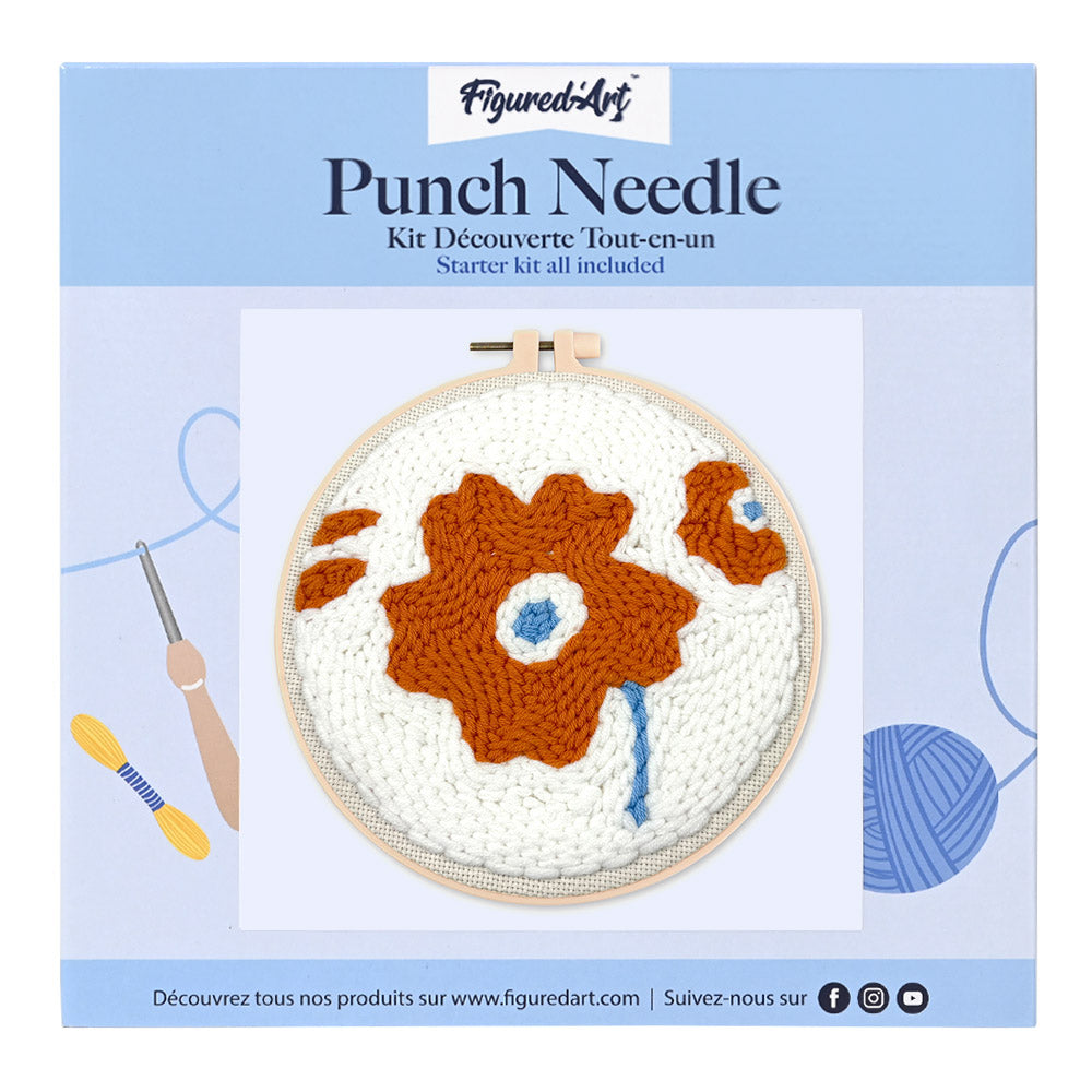 Punch Needle 20 x 20 cm Braune Mohnblume