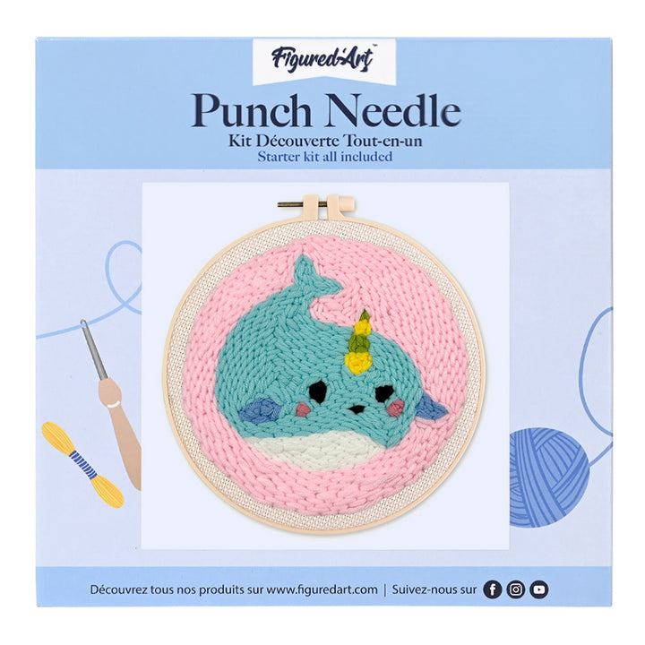 Punch Needle 20 x 20 cm Niedlicher Wal