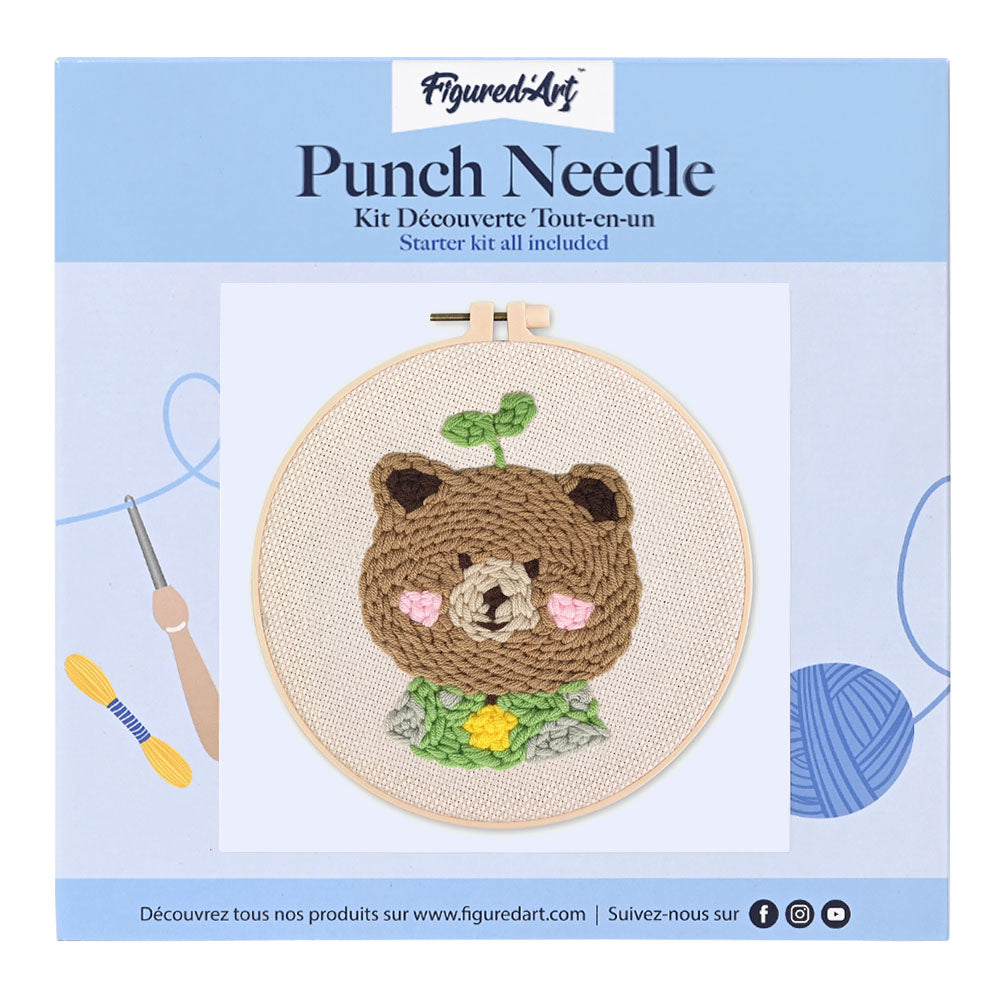 Punch Needle 20 x 20 cm Brauner Bär 2 - Kidis Art