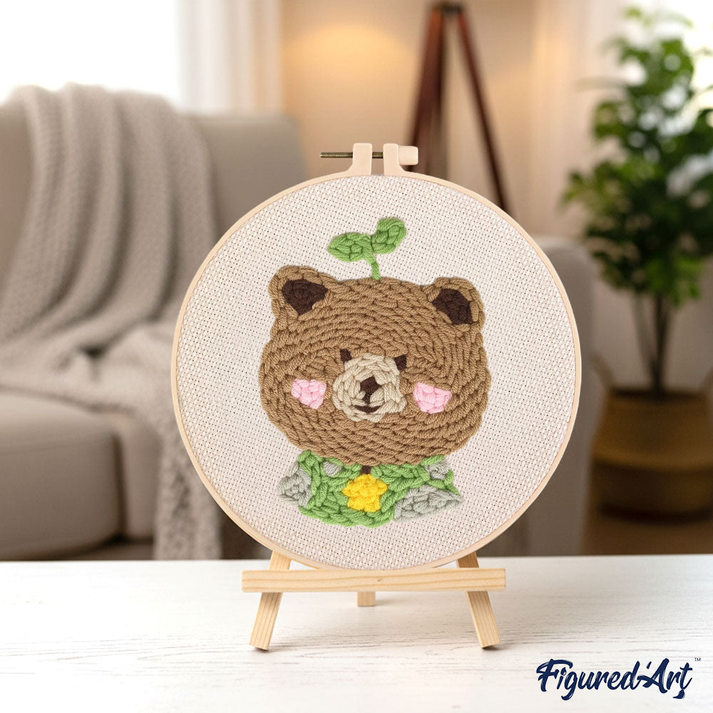 Punch Needle 20 x 20 cm Brauner Bär 2 - Kidis Art