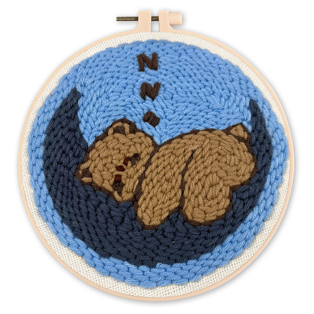 Punch Needle 20 x 20 cm Bär auf dem Mond - Kidis Art