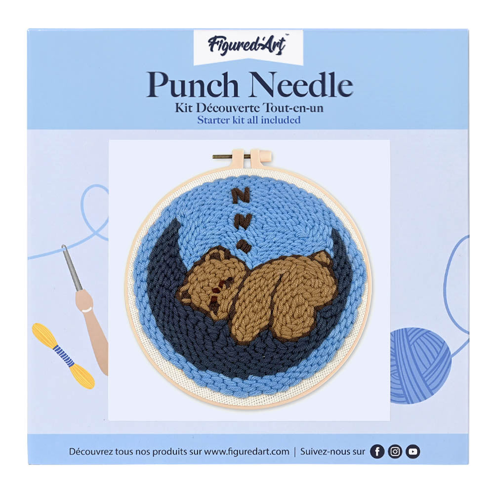 Punch Needle 20 x 20 cm Bär auf dem Mond - Kidis Art