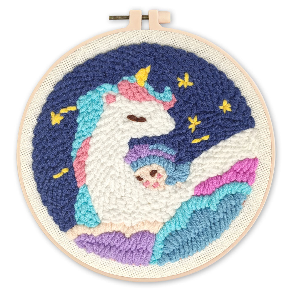 Punch Needle 20 x 20 cm  Einhorn und Baby