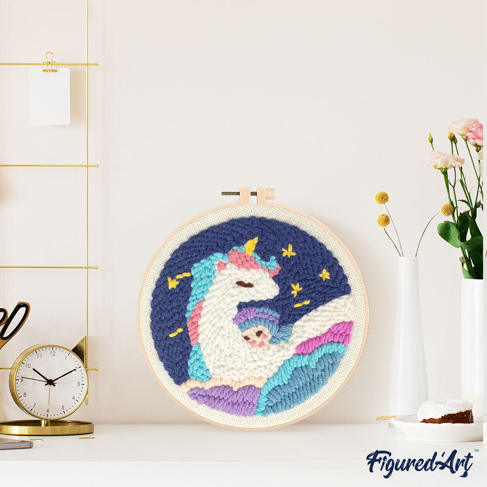 Punch Needle 20 x 20 cm  Einhorn und Baby - Kidis Art