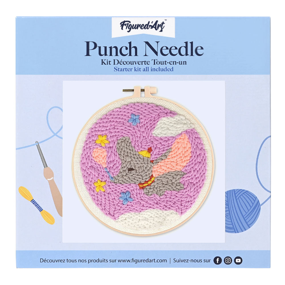 Punch Needle 20 x 20 cm Fliegender Elefant