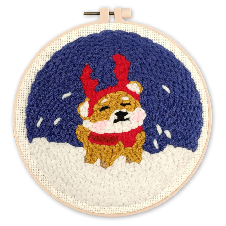 Punch Needle 20 x 20 cm Rentierhund 