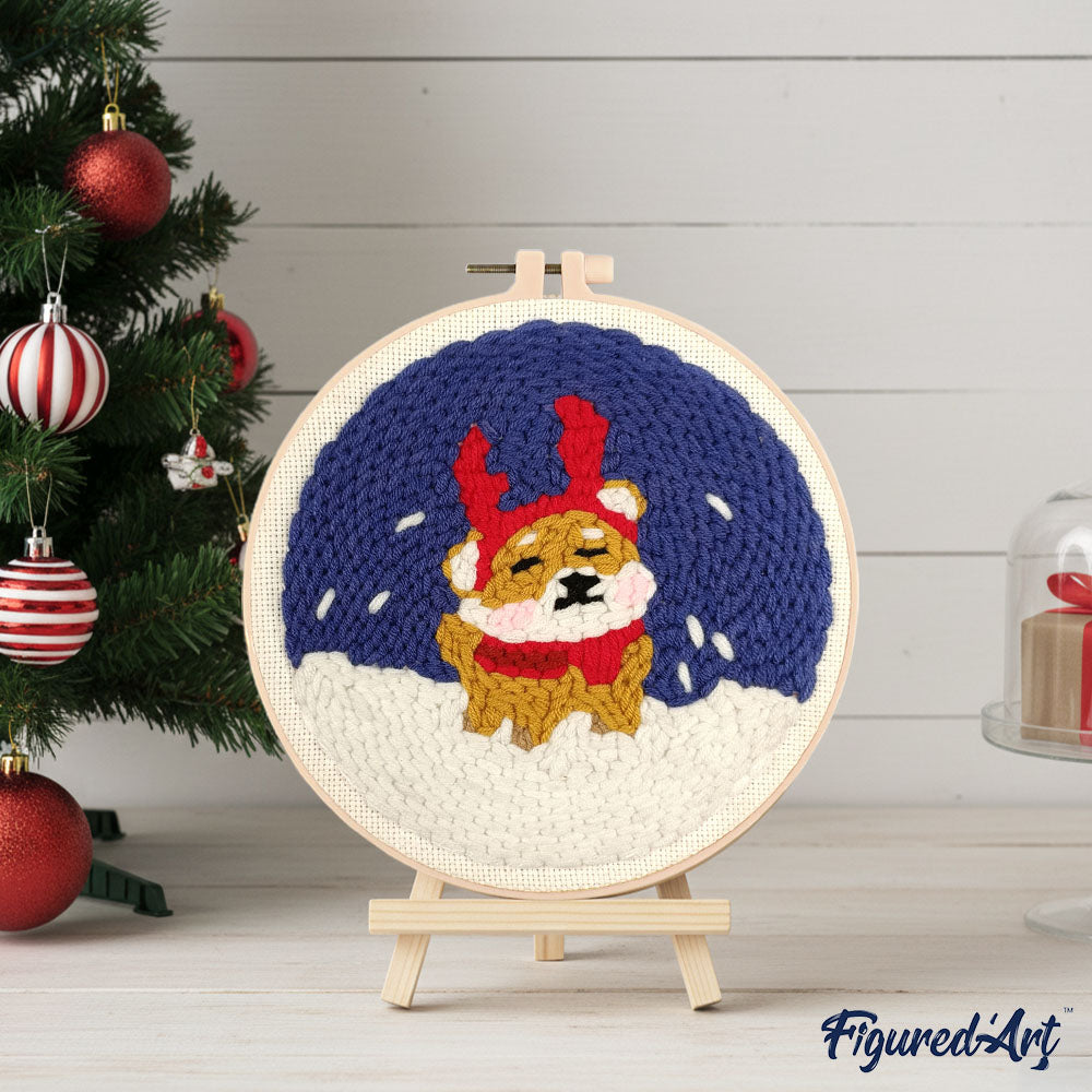 Punch Needle 20 x 20 cm Rentierhund 