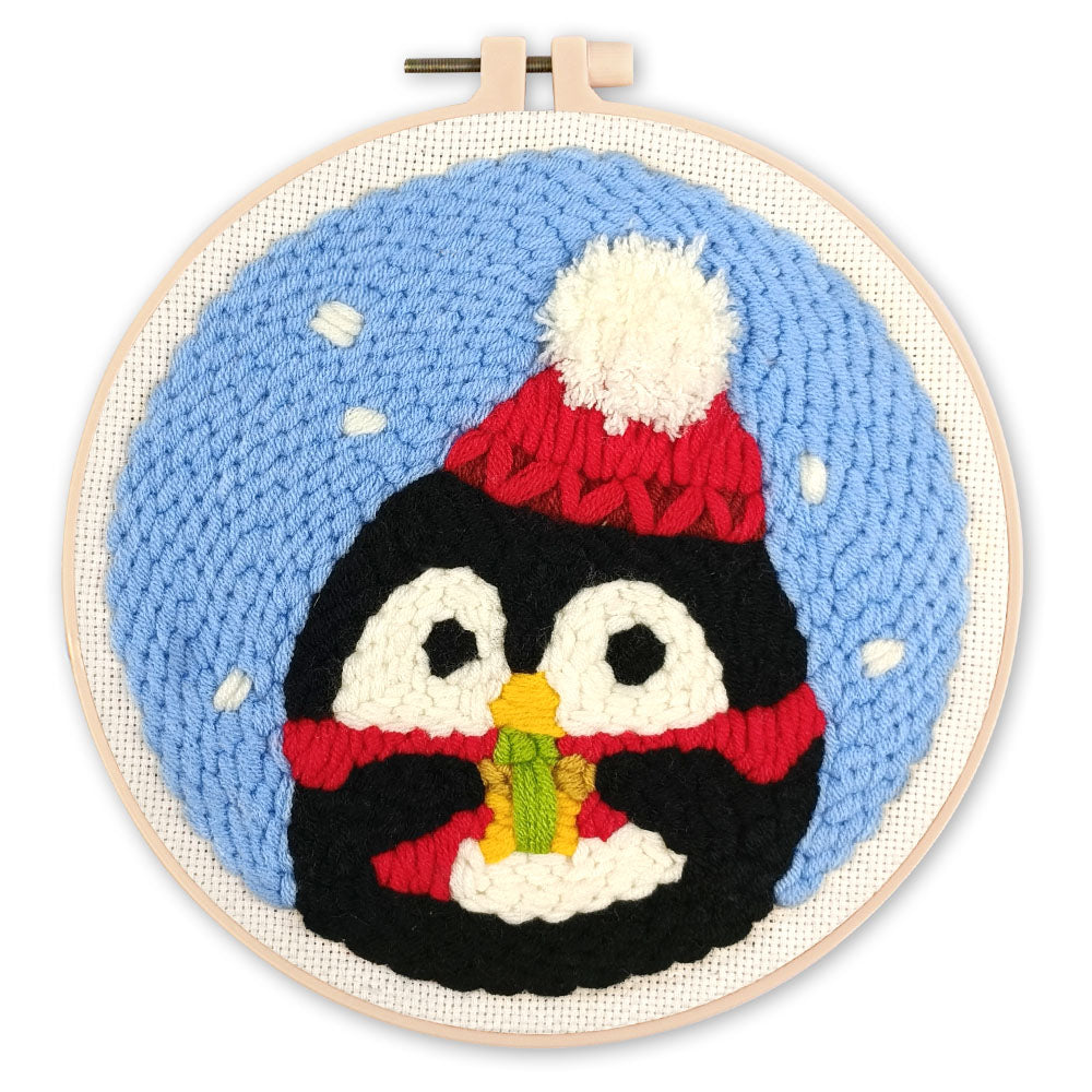 Punch Needle 20 x 20 cm Weihnachtspinguin - Kidis Art
