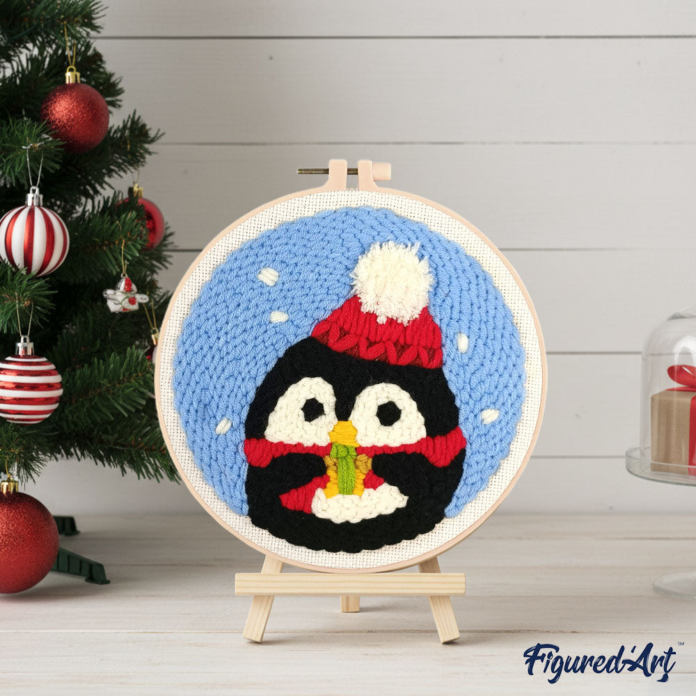 Punch Needle 20 x 20 cm Weihnachtspinguin 