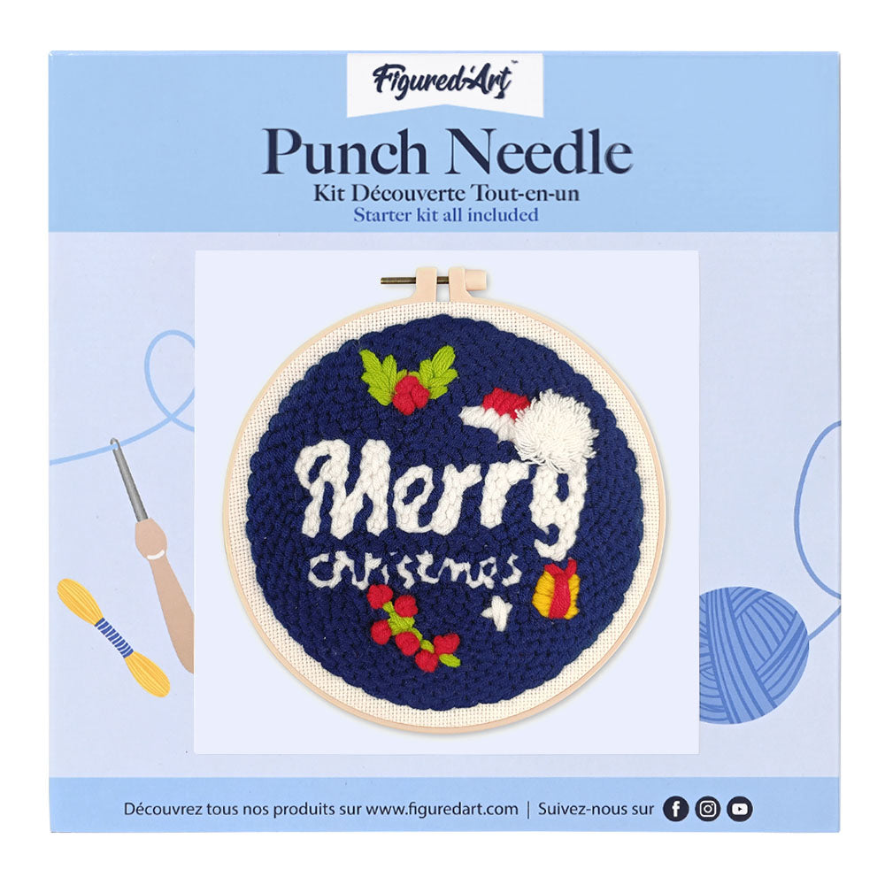 Punch Needle 20 x 20 cm Frohe Weihnachten