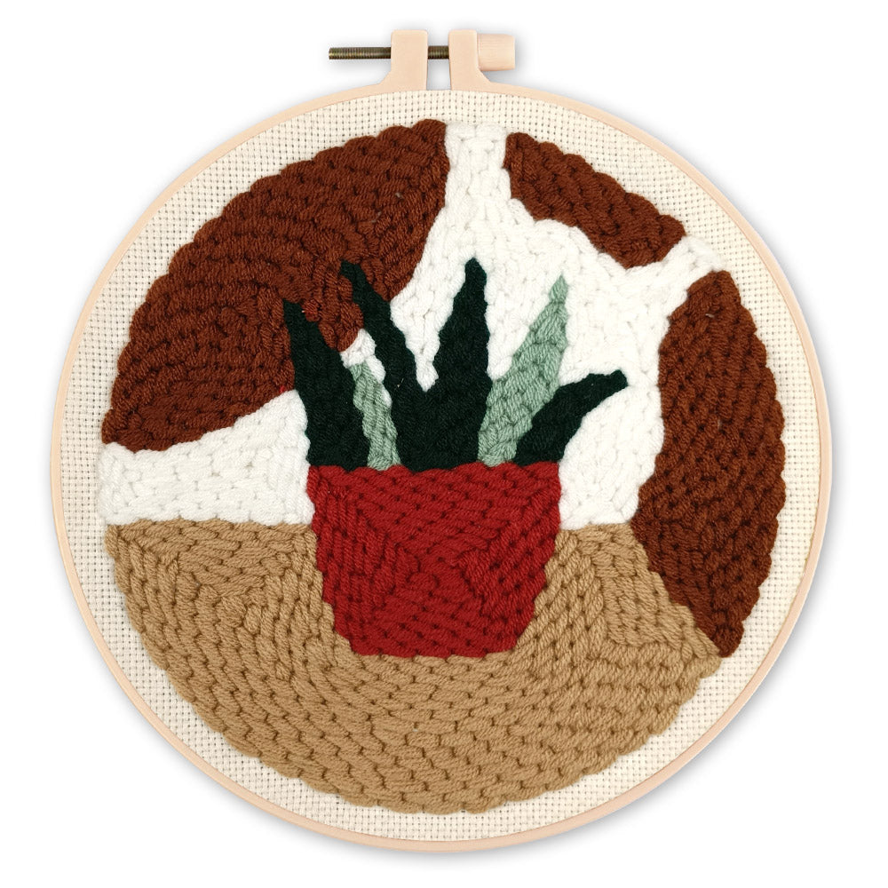 Punch Needle 20 x 20 cm Pflanze im roten Topf - Kidis Art