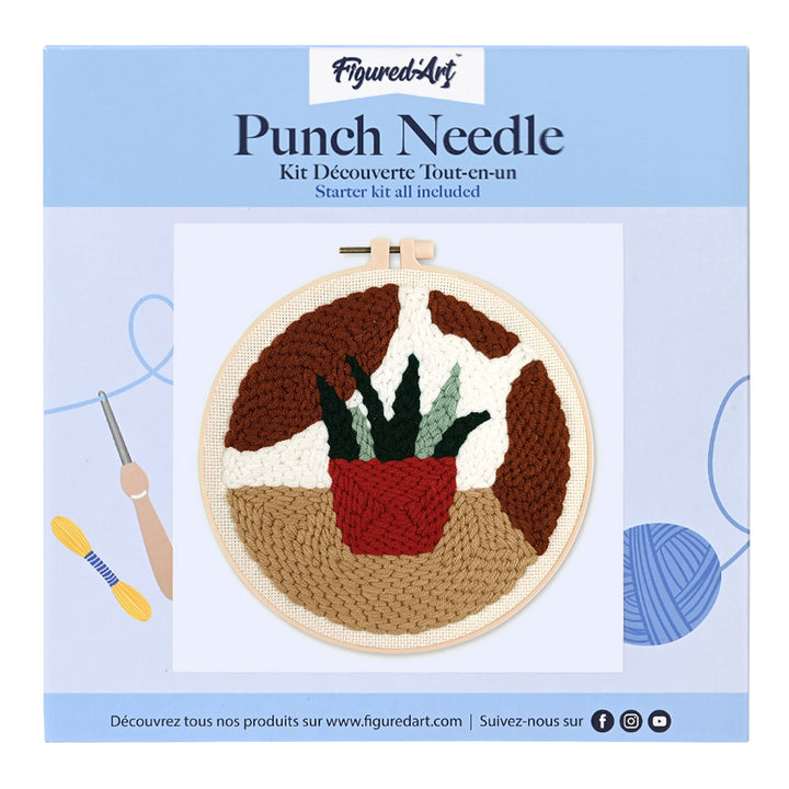 Punch Needle 20 x 20 cm Pflanze im roten Topf