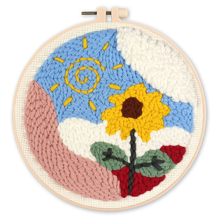Punch Needle 20 x 20 cm Blume bei Sonnenaufgang
