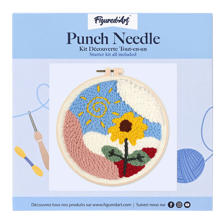 Punch Needle 20 x 20 cm Blume bei Sonnenaufgang