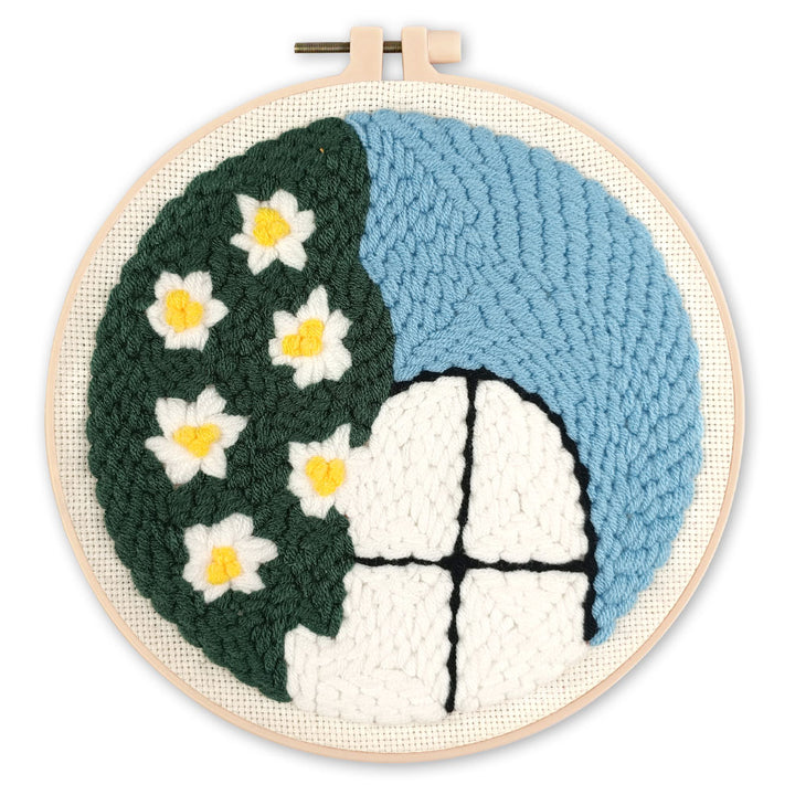 Punch Needle 20 x 20 cm Blume am Fenster