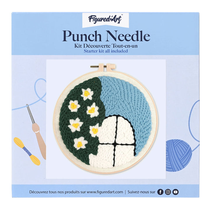 Punch Needle 20 x 20 cm Blume am Fenster
