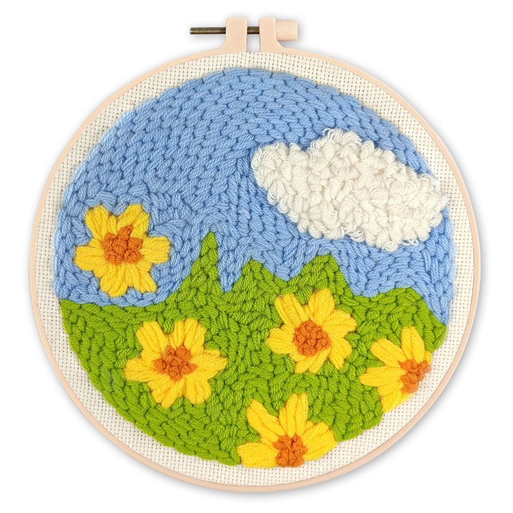 Punch Needle 20 x 20 cm Blumenfeld 