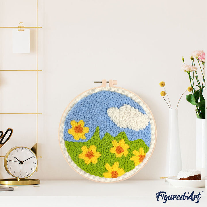 Punch Needle 20 x 20 cm Blumenfeld 