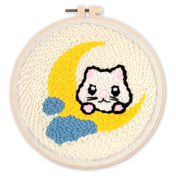 Punch Needle 20 x 20 cm Katze auf dem Mond