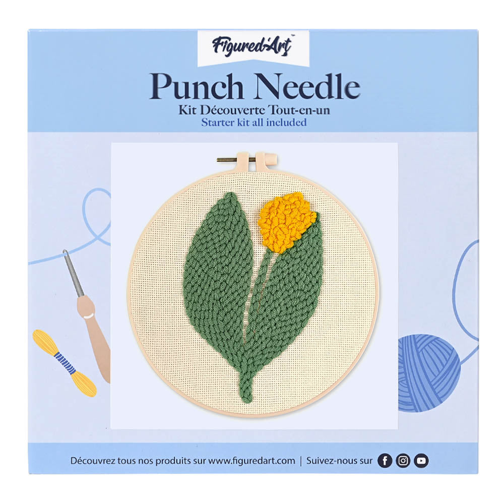 Punch Needle 20 x 20 cm Gelbe Tulpe