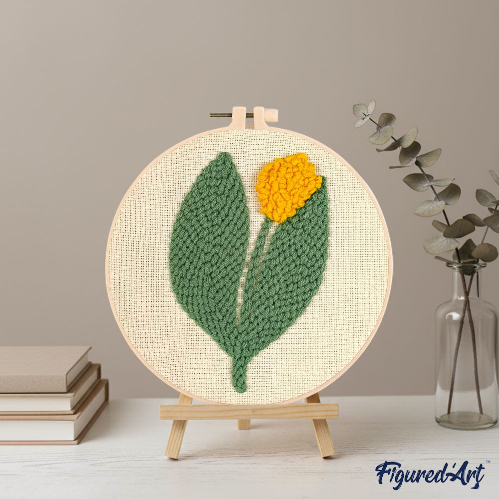 Punch Needle 20 x 20 cm Gelbe Tulpe