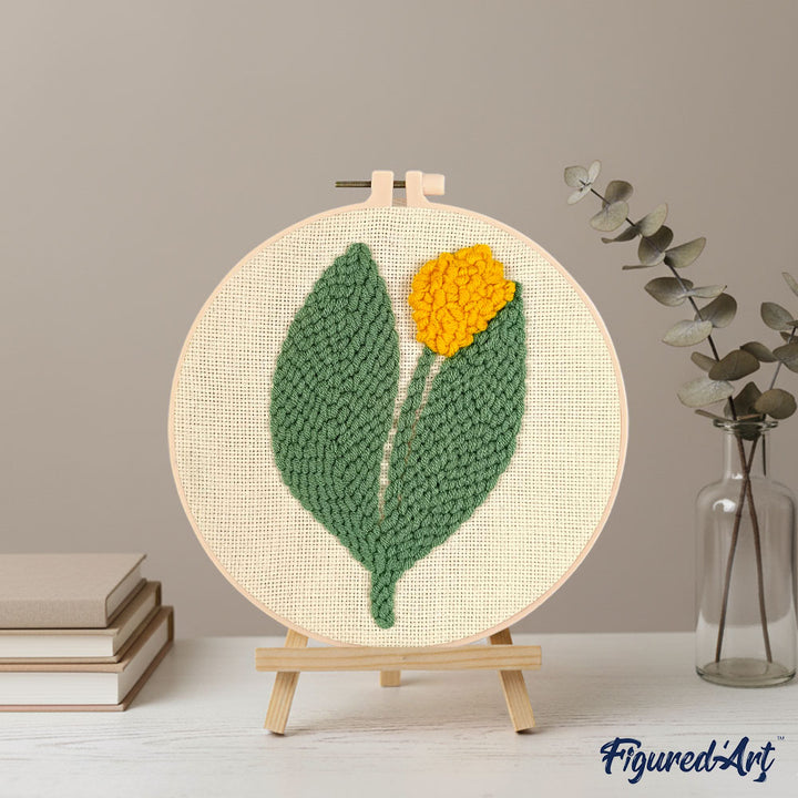 Punch Needle 20 x 20 cm Gelbe Tulpe