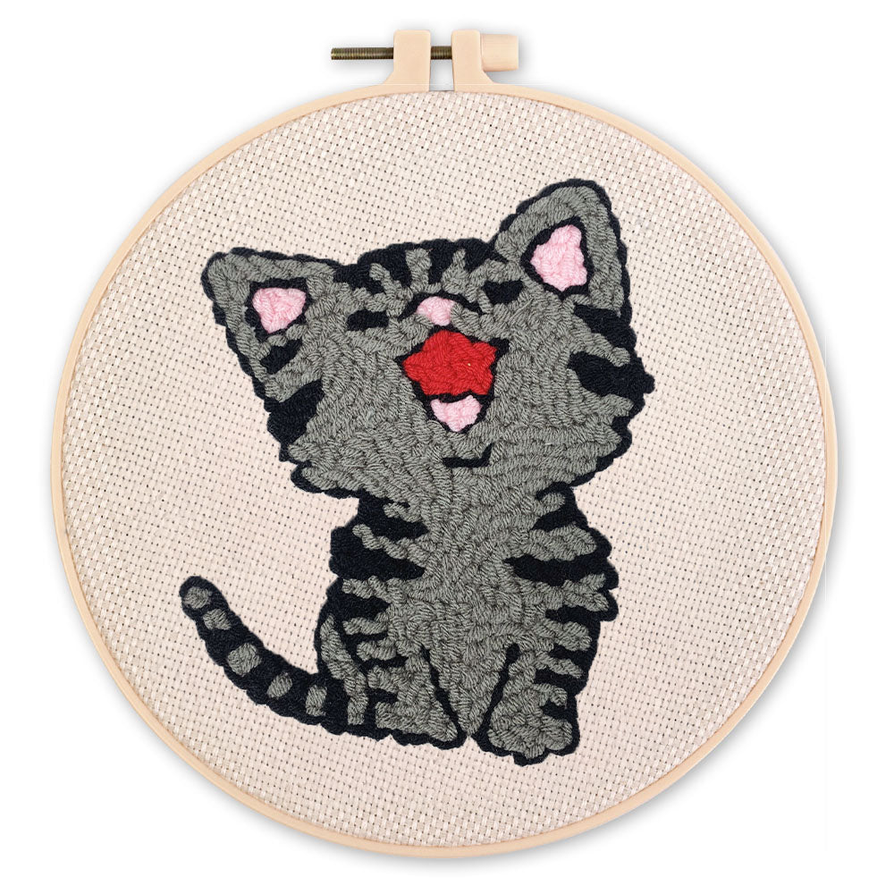Punch Needle 20 x 20 cm Lachende Katze