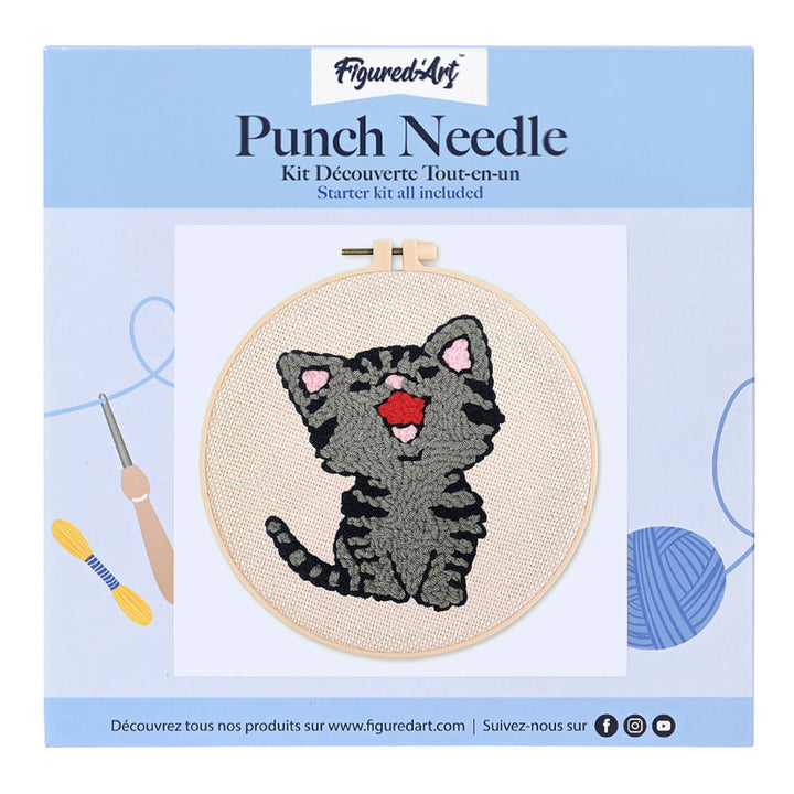 Punch Needle 20 x 20 cm Lachende Katze