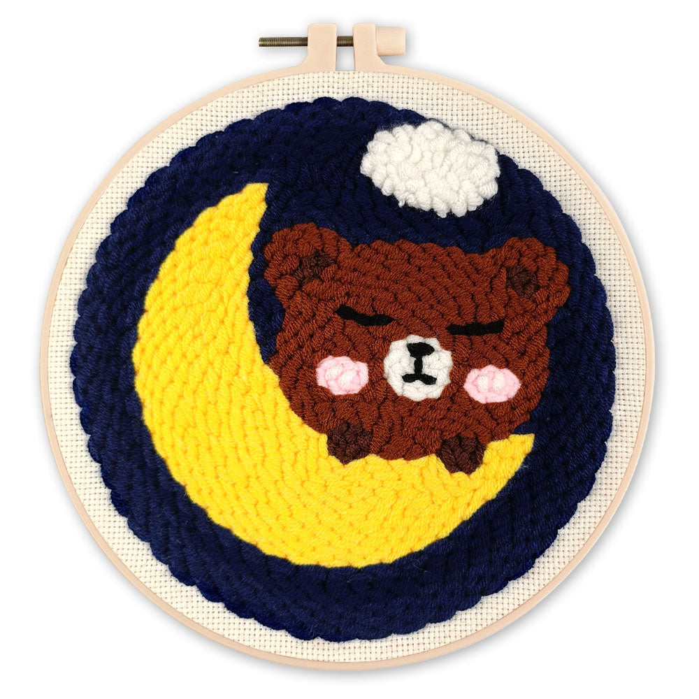 Punch Needle 20 x 20 cm Süßer Bär auf dem Mond - Kidis Art