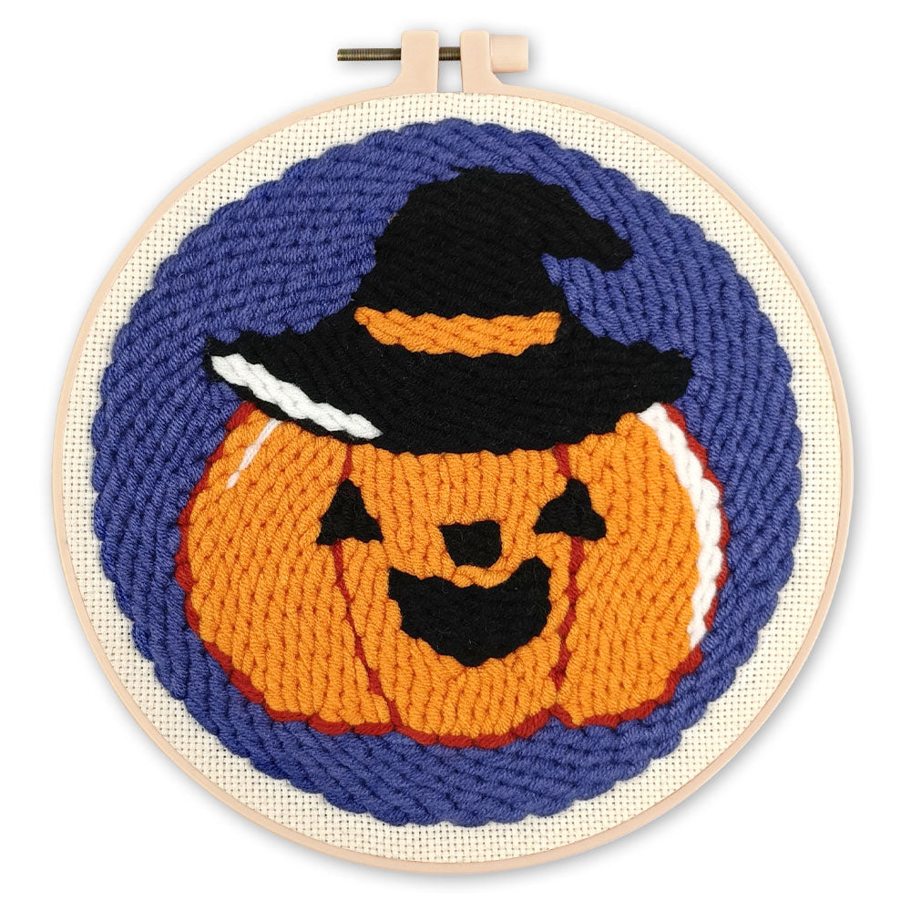 Punch Needle 20 x 20 cm Halloween-Kürbis