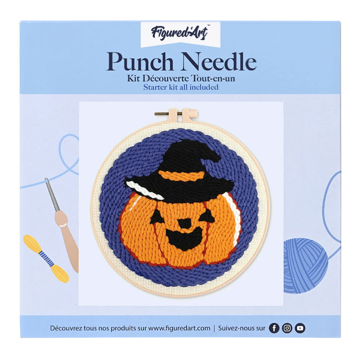 Punch Needle 20 x 20 cm Halloween-Kürbis